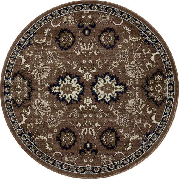 Art Carpet 8 Ft. Arbor Collection Bouquet Woven Round Area Rug, Brown 21223